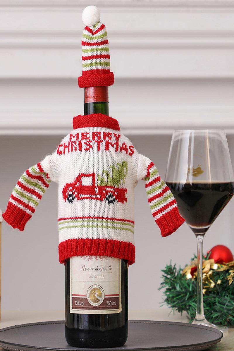 Christmas decorations wine knit bottle set holiday scene layout 807308392160 - COCOMELODY